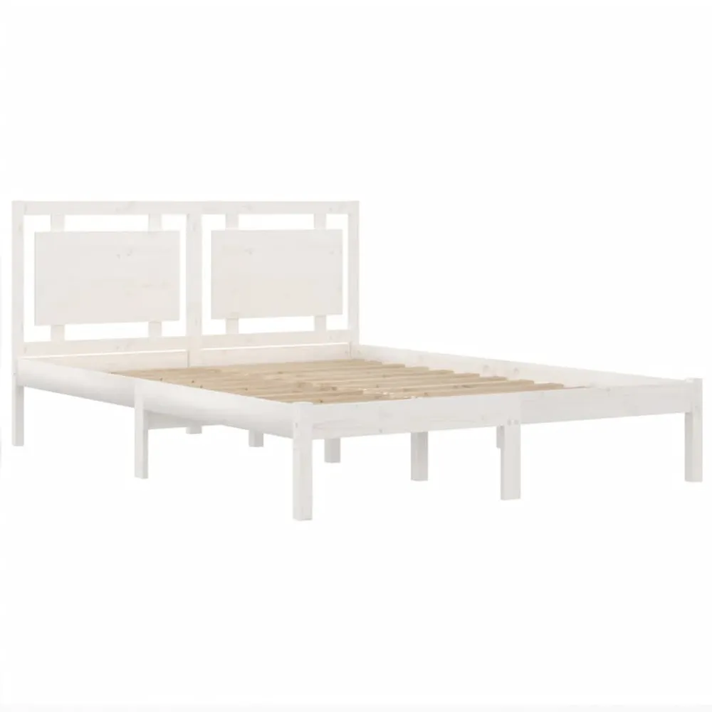 Estrutura de cama 140x200 cm madeira maciç branco