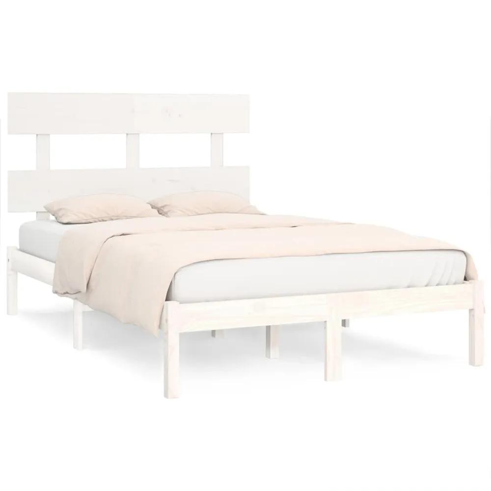 Estrutura de cama 140x200 cm madeira maciç branco