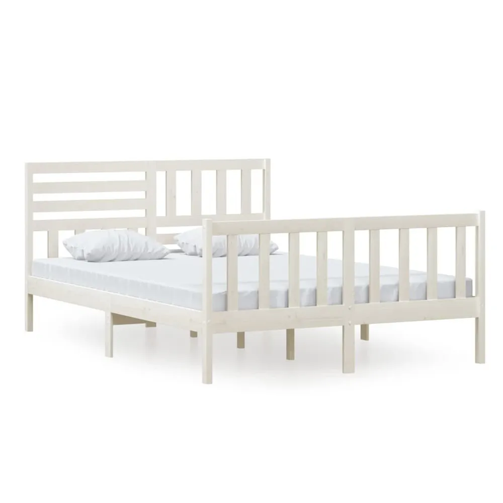Estrutura de cama 140x200 cm madeira maciç branco