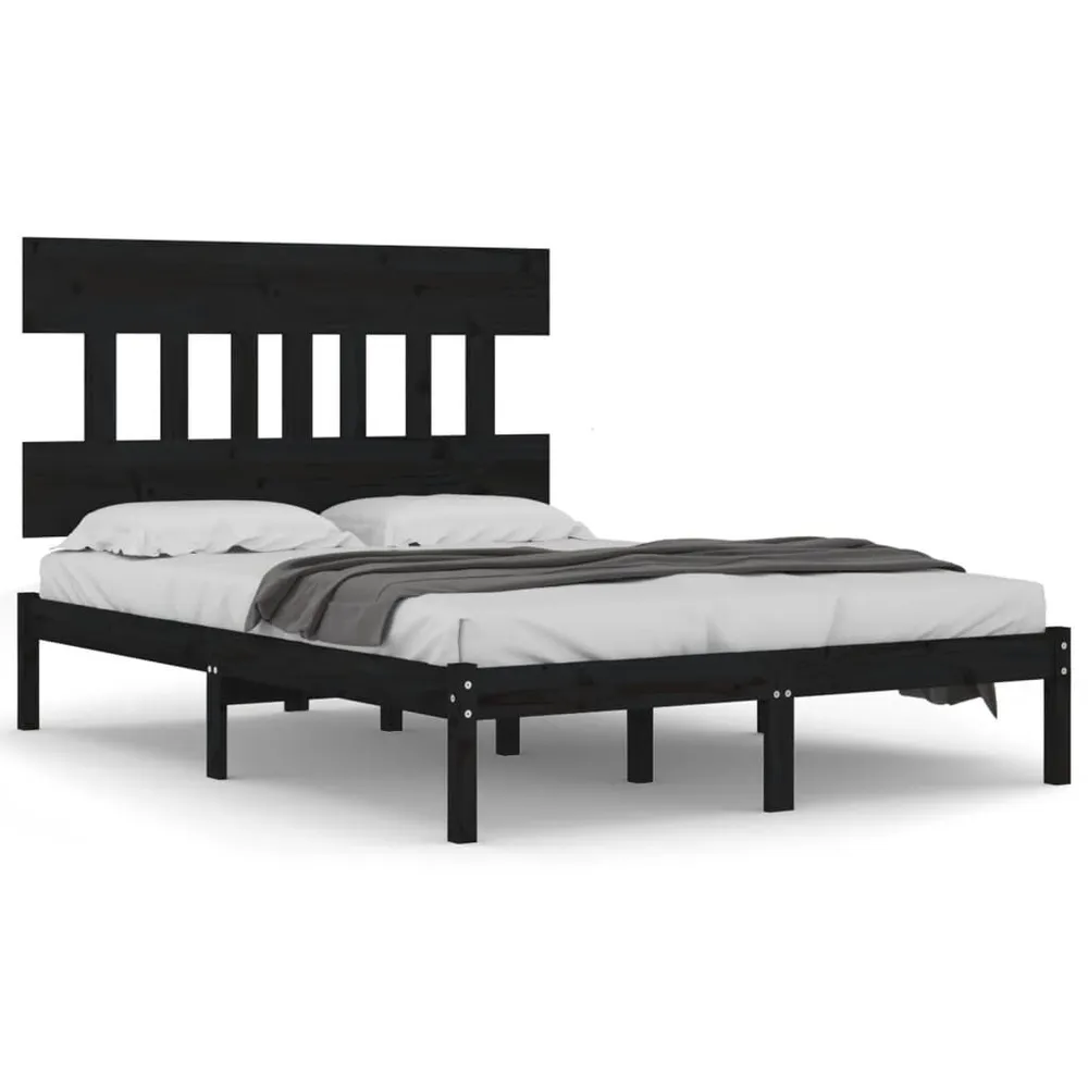 Estrutura de cama 140x200 cm madeira maciç preto