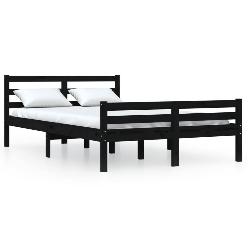 Estrutura de cama 140x200 cm madeira maciç preto