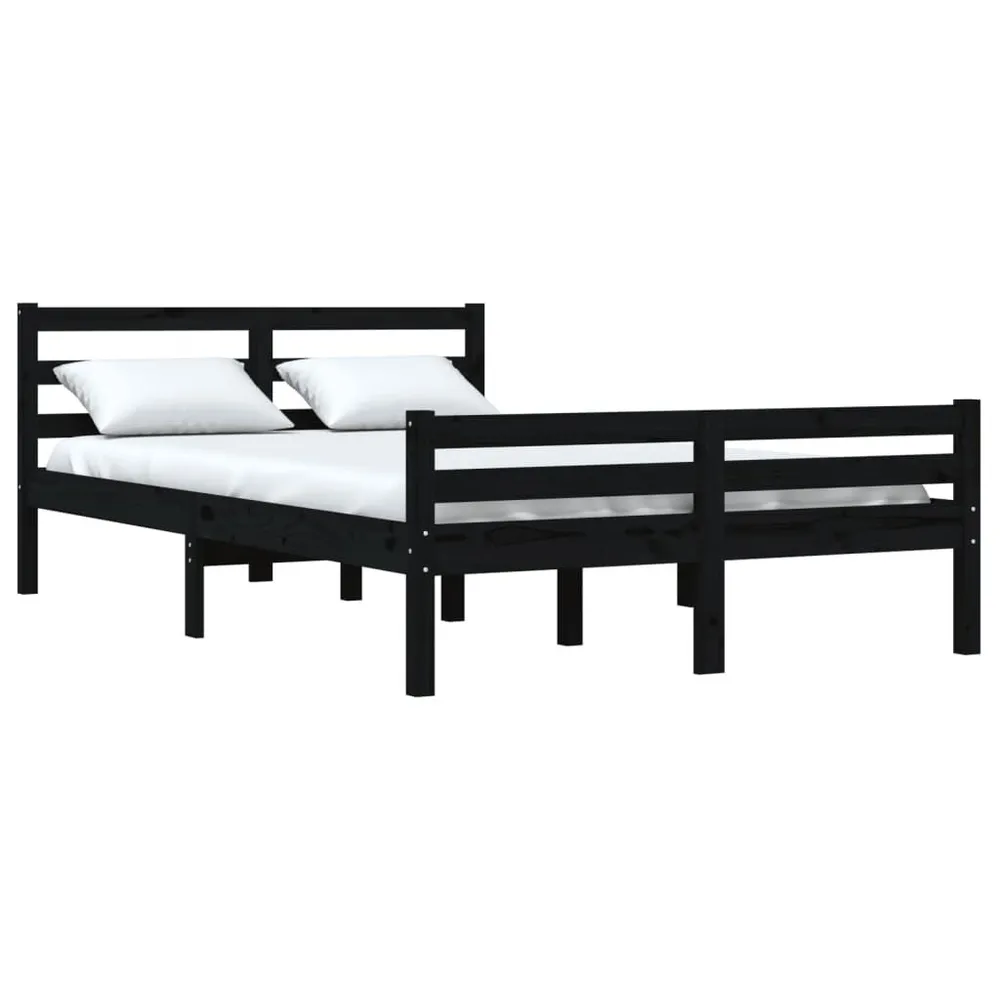 Estrutura de cama 140x200 cm madeira maciç preto