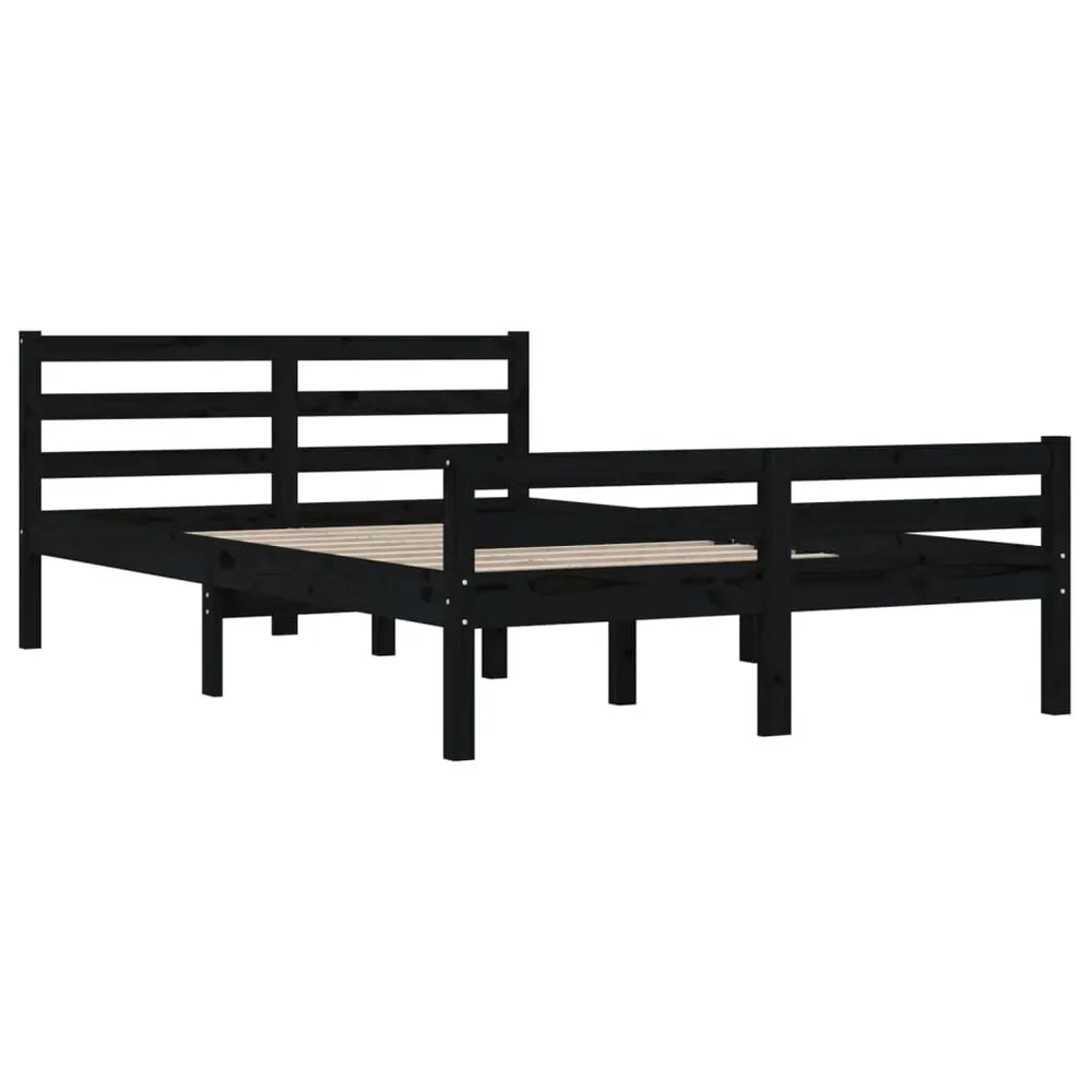 Estrutura de cama 140x200 cm madeira maciç preto