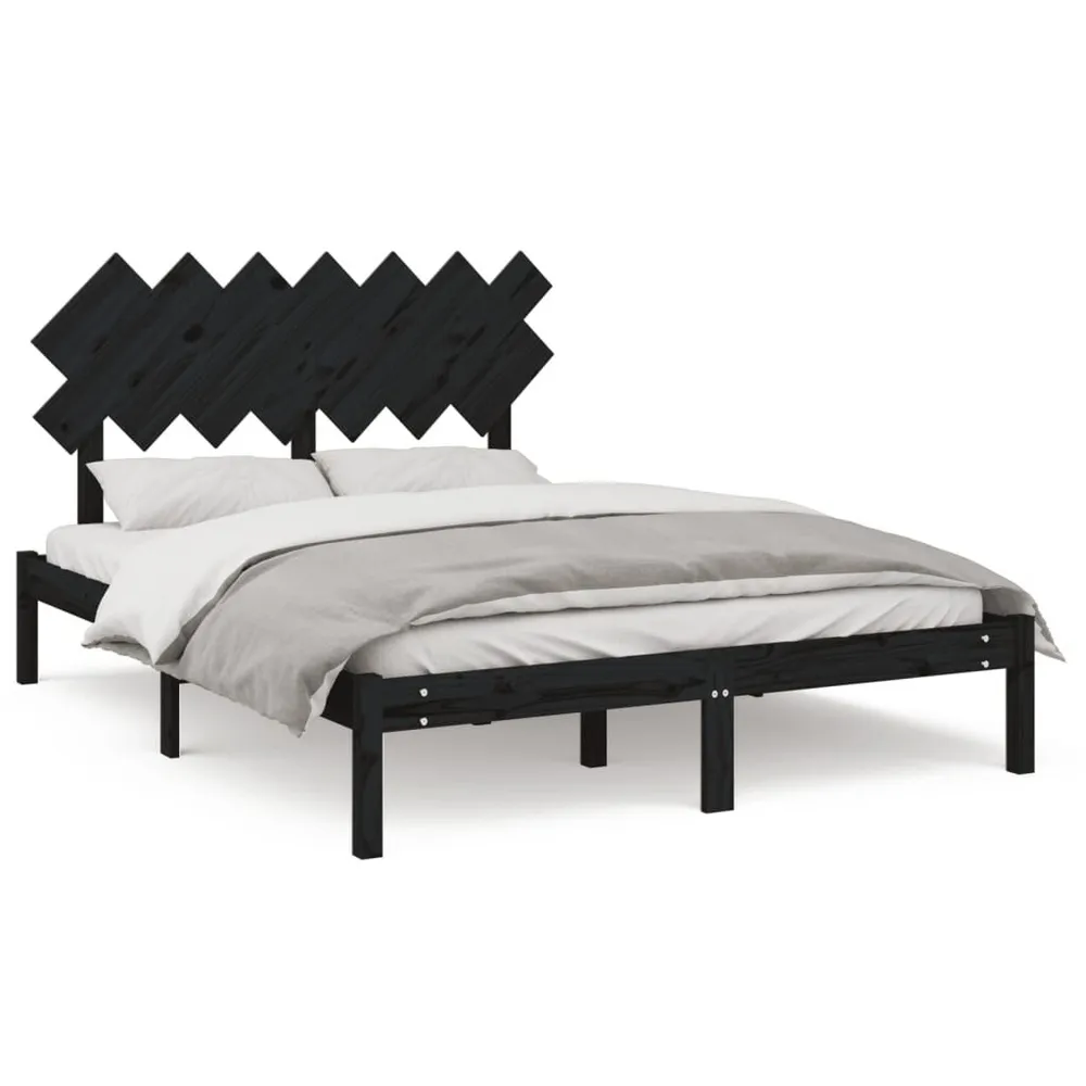 Estrutura de cama 140x200 cm madeira maciç preto