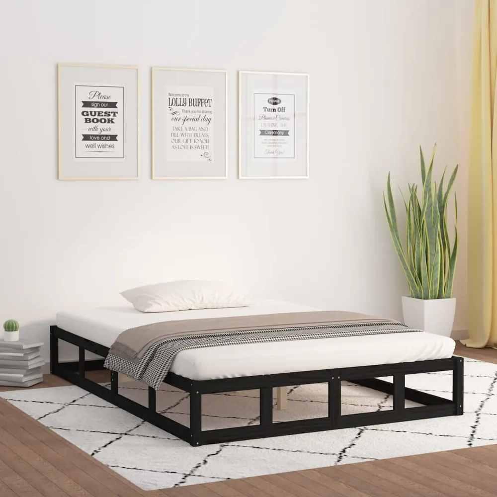 Estrutura de cama 140x200 cm madeira maciç preto