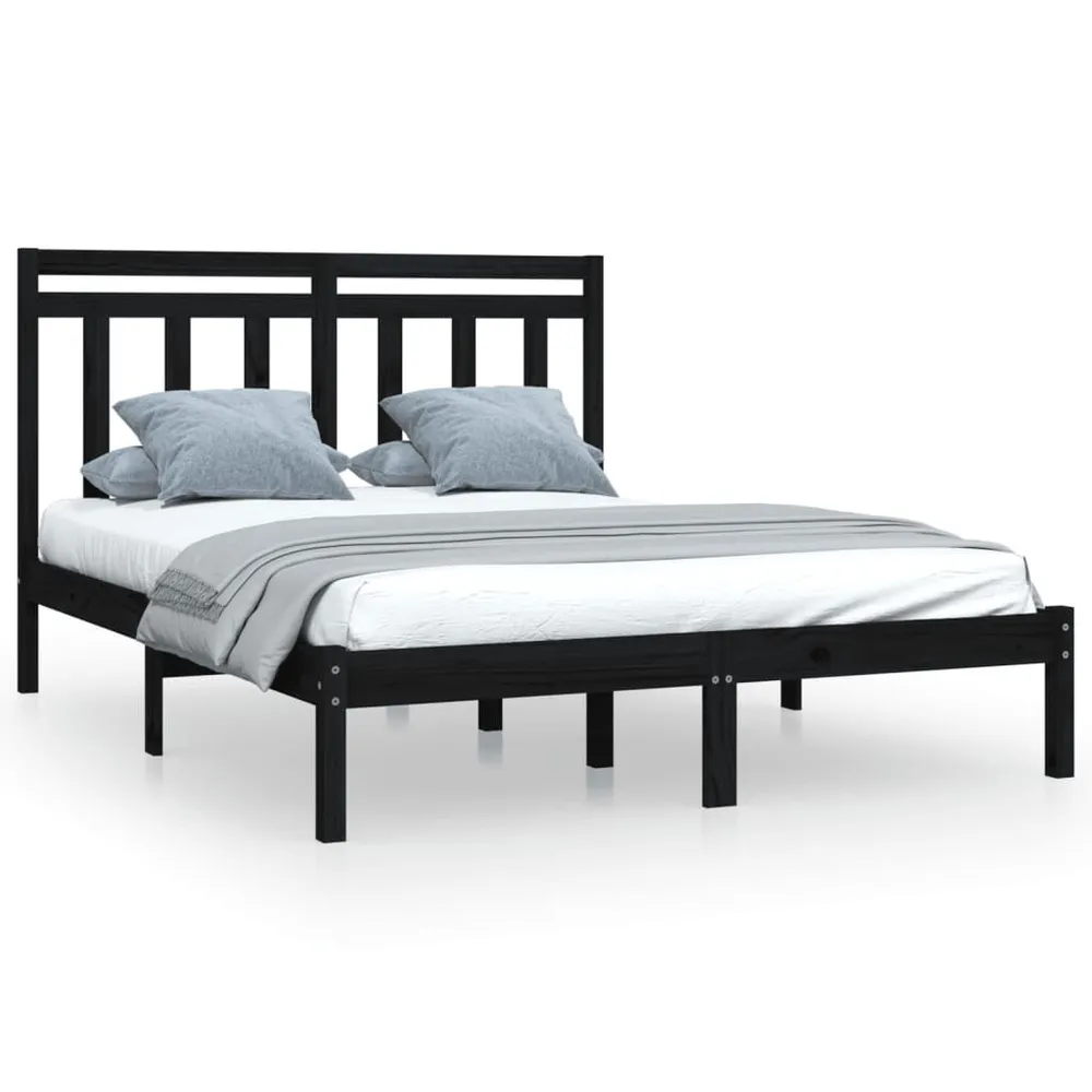 Estrutura de cama 140x200 cm madeira maciç preto