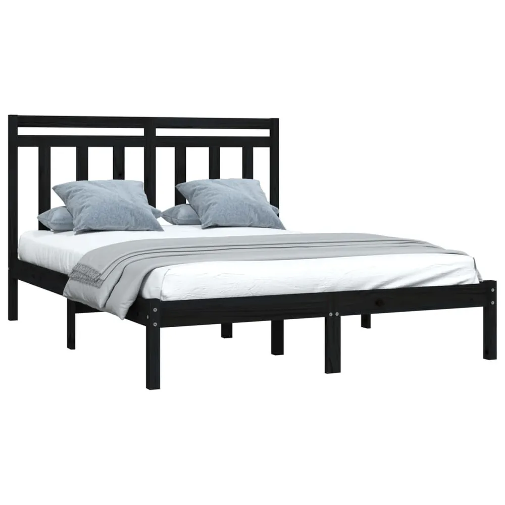Estrutura de cama 140x200 cm madeira maciç preto