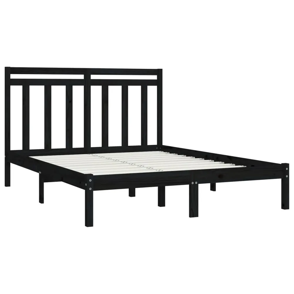 Estrutura de cama 140x200 cm madeira maciç preto
