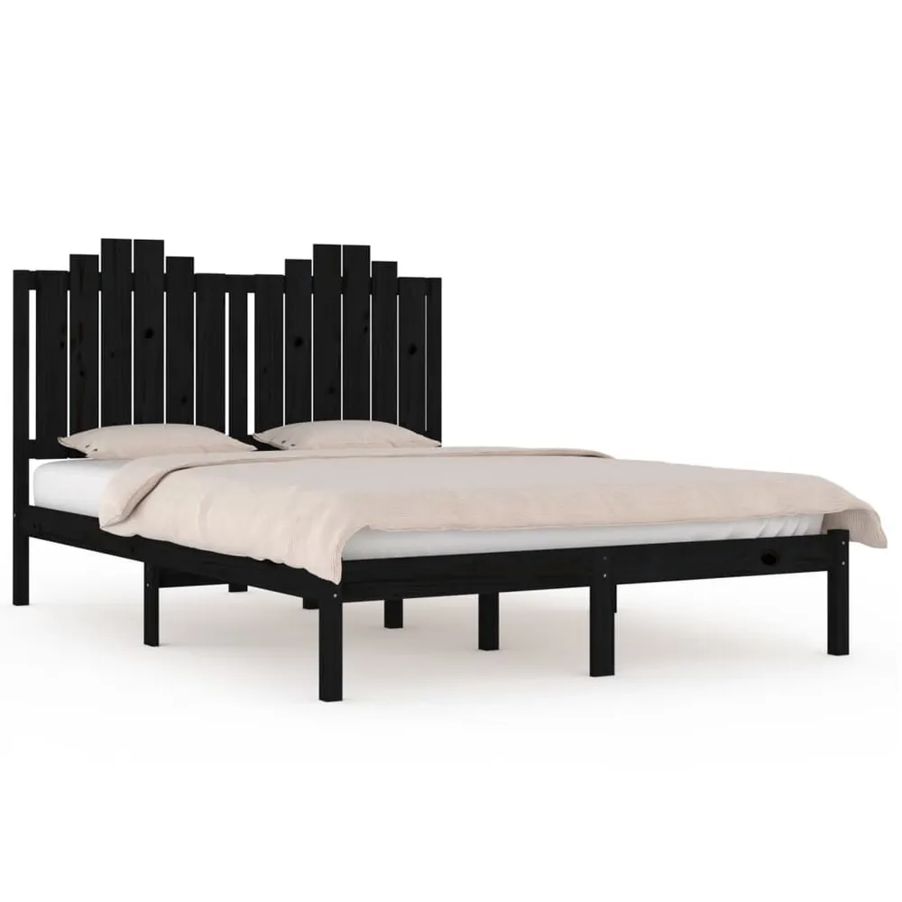 Estrutura de cama 140x200 cm madeira de pinho maciç preto