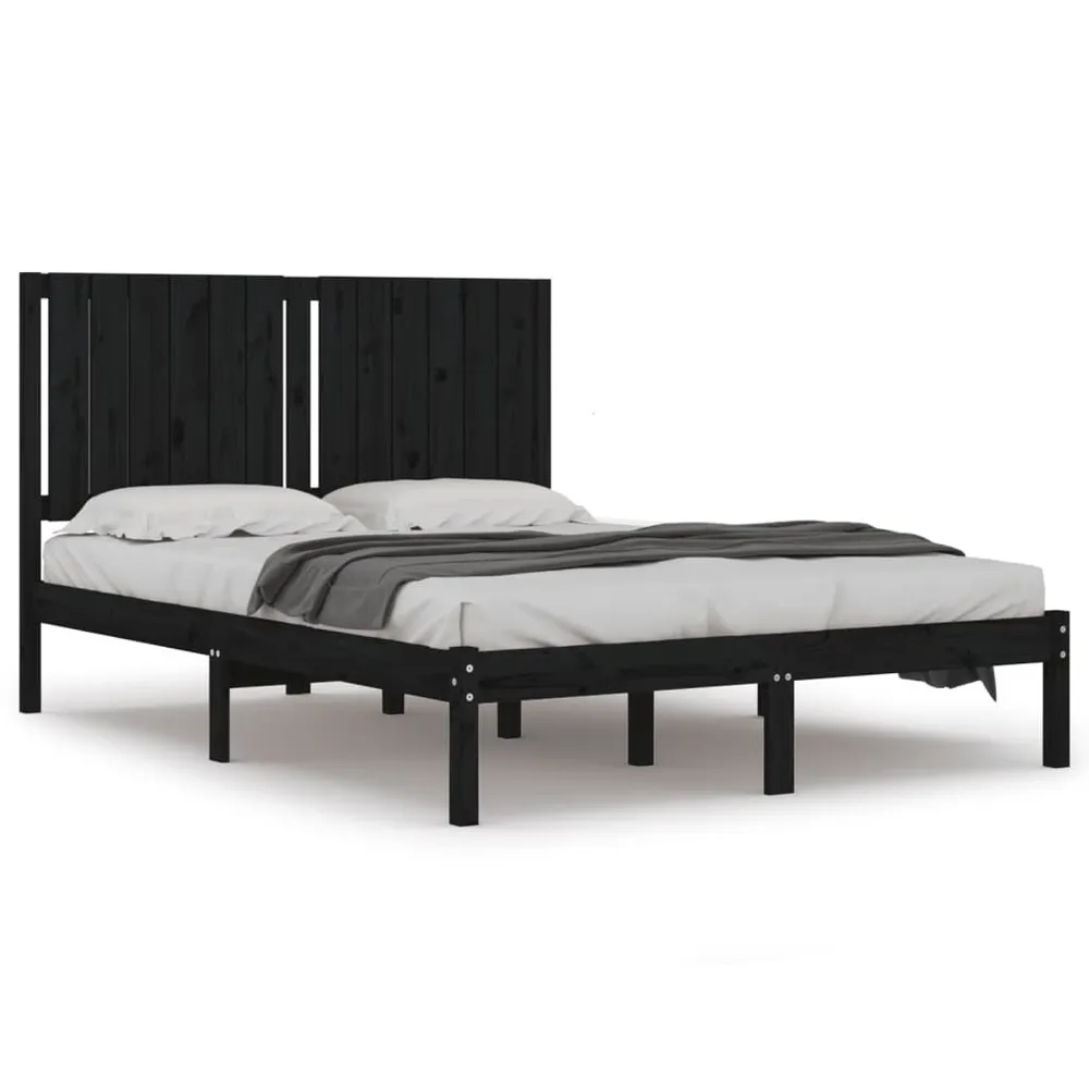 Estrutura de cama 140x200 cm madeira de pinho maciç preto
