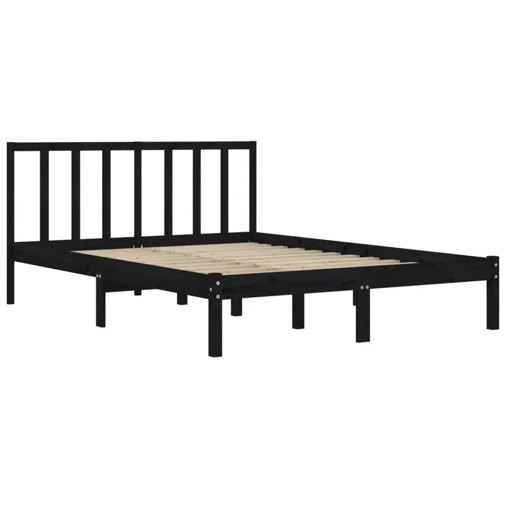 Estrutura de cama 140x200 cm madeira de pinho maciç preto
