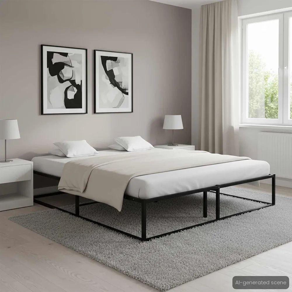 Estrutura de cama 140x200 cm metálico preto