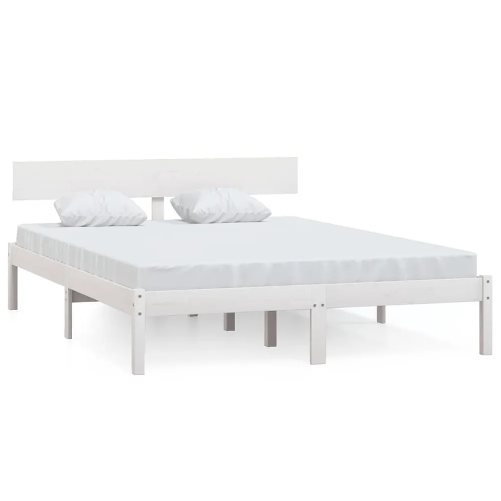 Estrutura de cama 140x200 cm pinho maciço branco