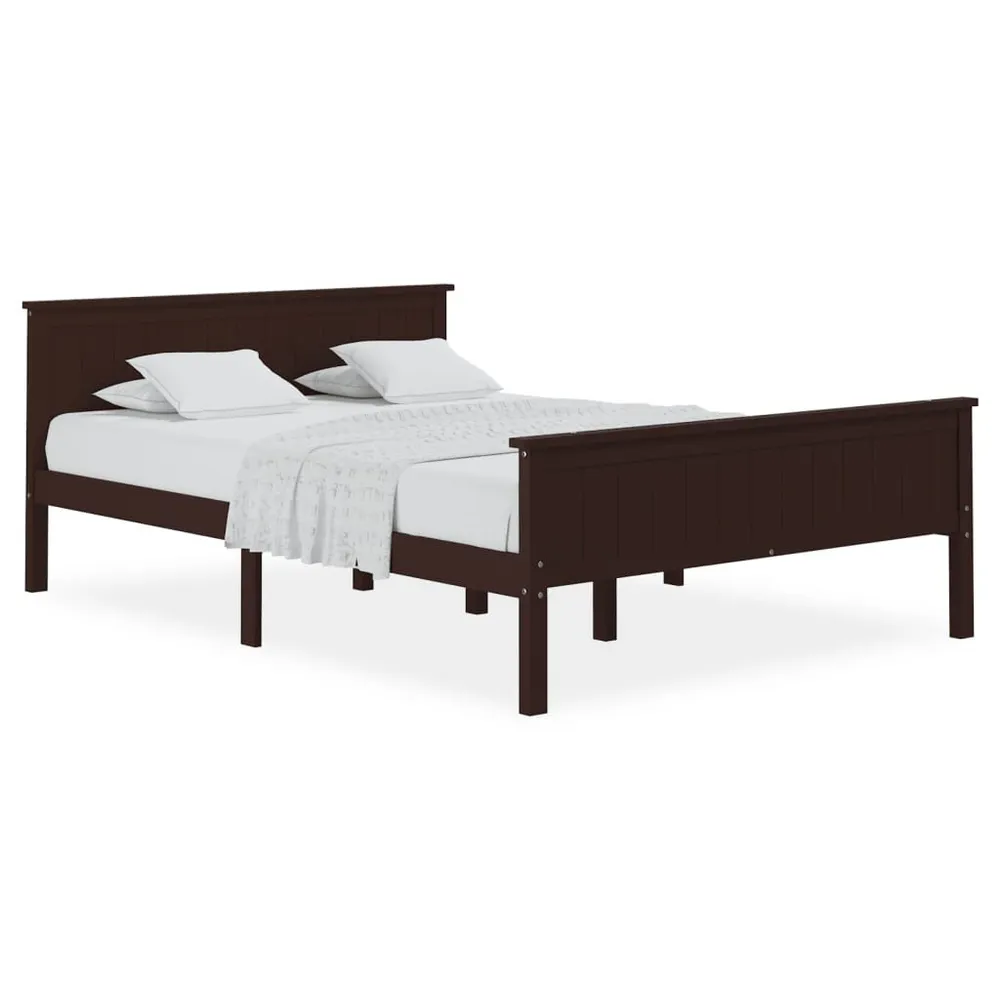 Estrutura de cama 140x200 cm pinho maciço castanho-escuro