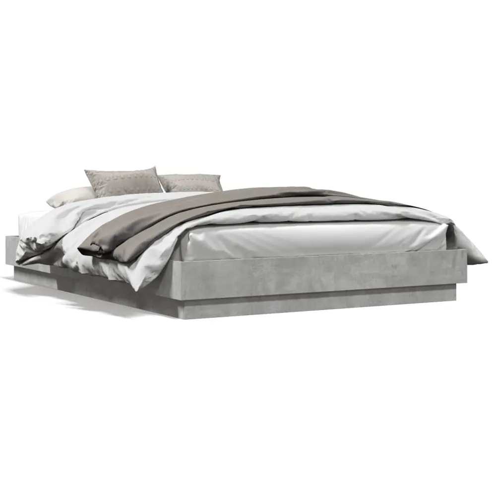 Estrutura de cama 150x200 cm derivados de madeira cinza cimento