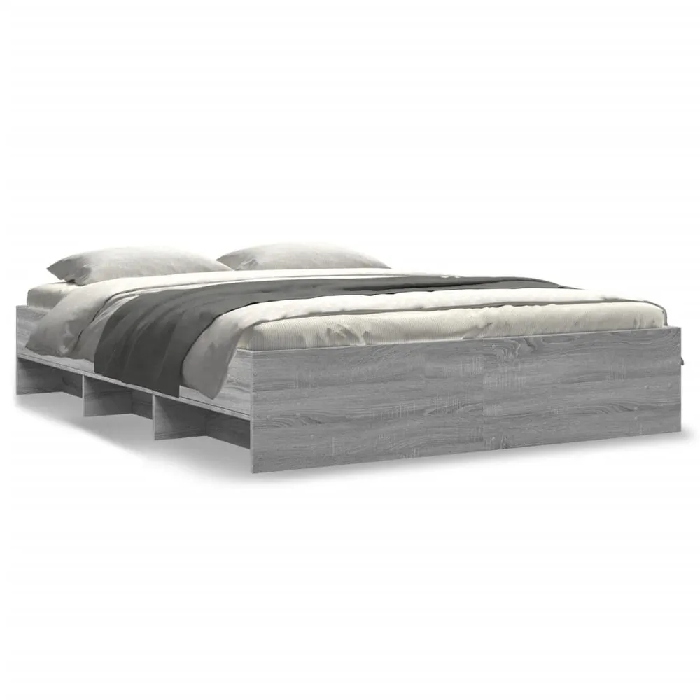Estrutura de cama 150x200 cm derivados de madeira cinza sonoma