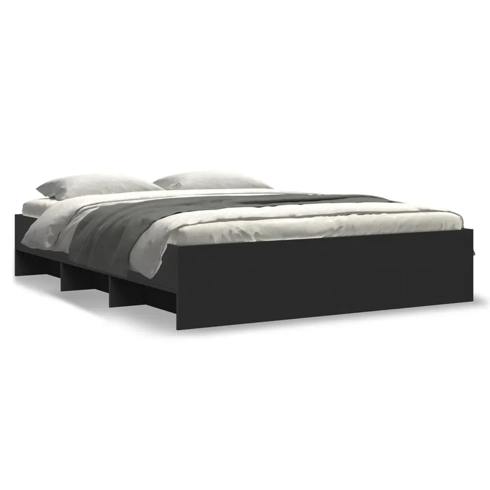 Estrutura de cama 150x200 cm derivados de madeira preto