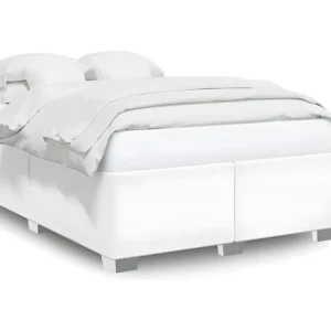Estrutura de cama 160x200 cm couro artificial branco