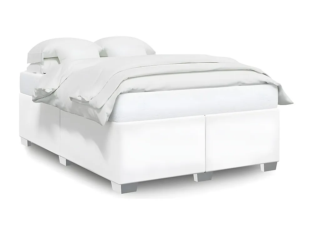Estrutura de cama 160x200 cm couro artificial branco