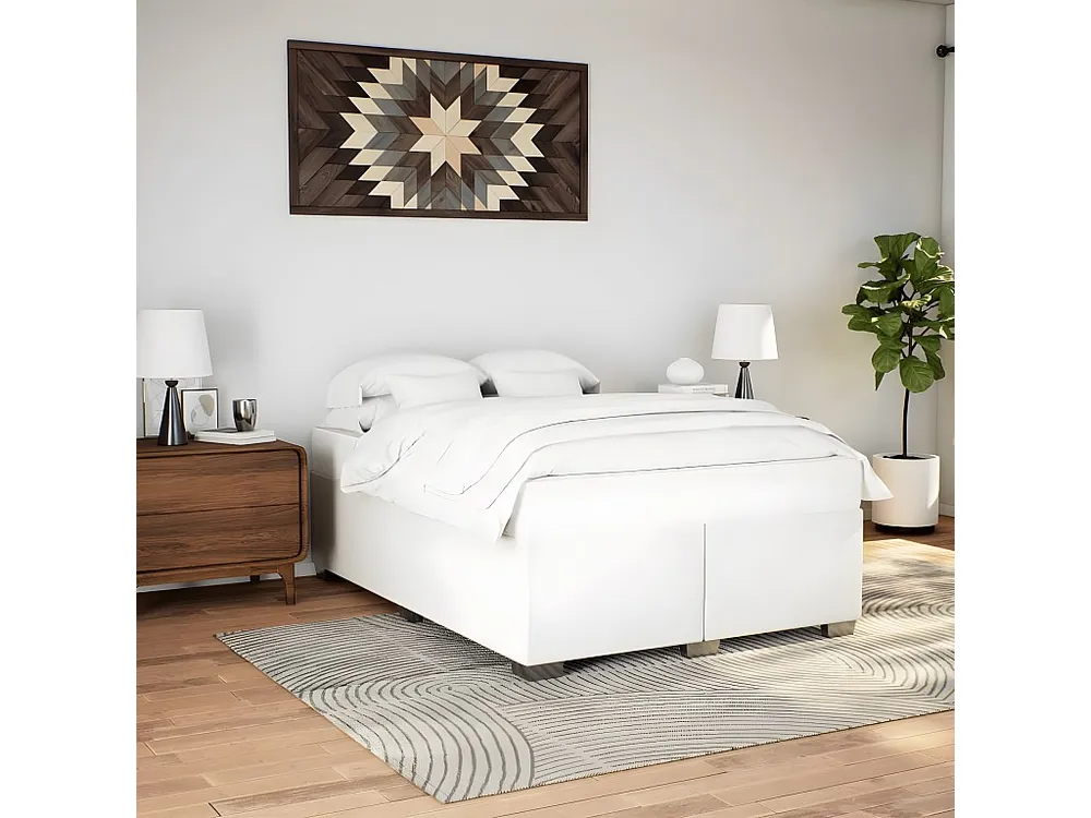 Estrutura de cama 160x200 cm couro artificial branco