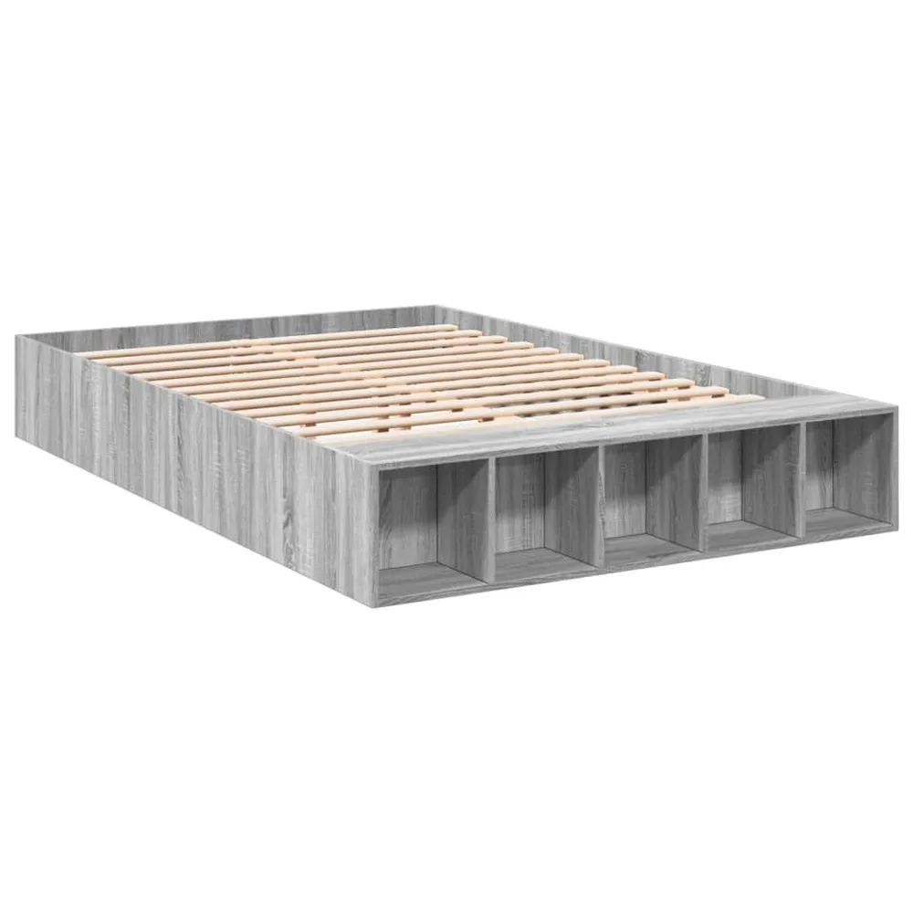 Estrutura de cama 160x200 cm derivados de madeira cinza sonoma