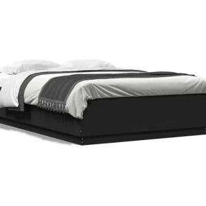 Estrutura de cama 160x200 cm derivados de madeira preto