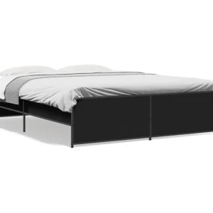 Estrutura de cama 160x200 cm derivados de madeira/metal preto