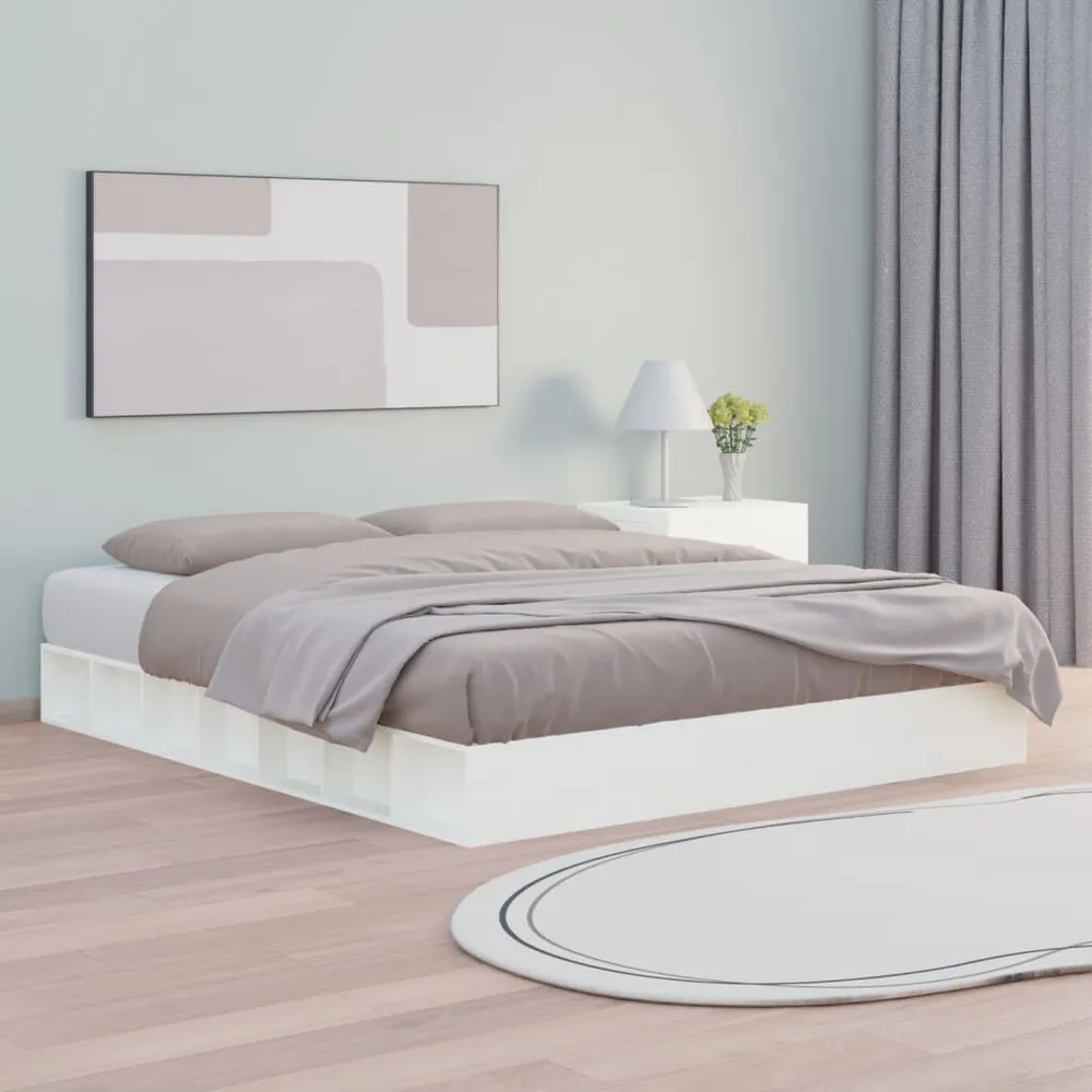 Estrutura de cama 160x200 cm madeira maciç branco