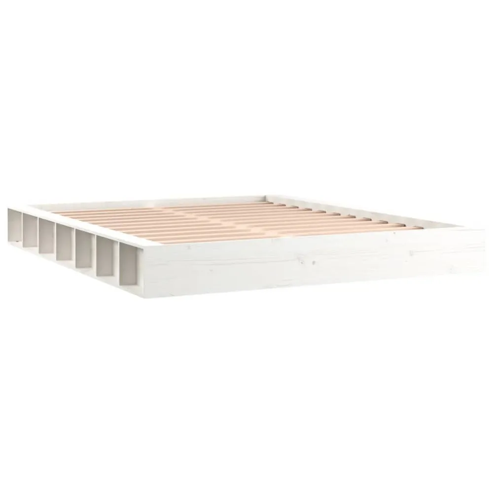 Estrutura de cama 160x200 cm madeira maciç branco