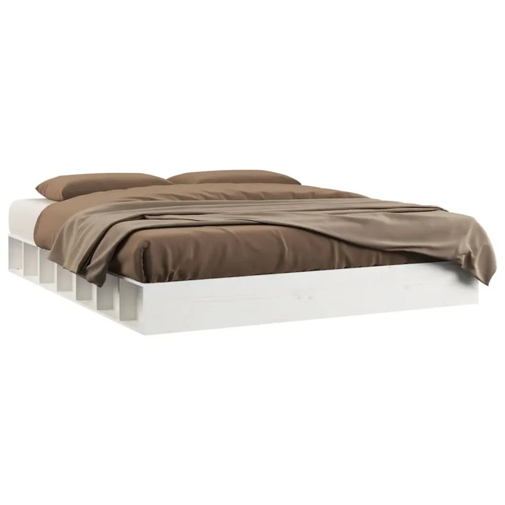 Estrutura de cama 160x200 cm madeira maciç branco