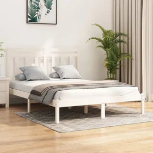 Estrutura de cama 160x200 cm madeira maciç branco