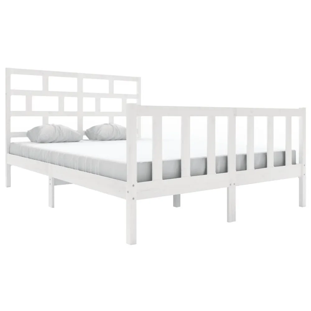Estrutura de cama 160x200 cm madeira de pinho maciç branco