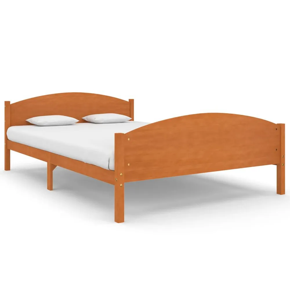 Estrutura de cama 160x200 cm madeira pinho maciço castanho mel
