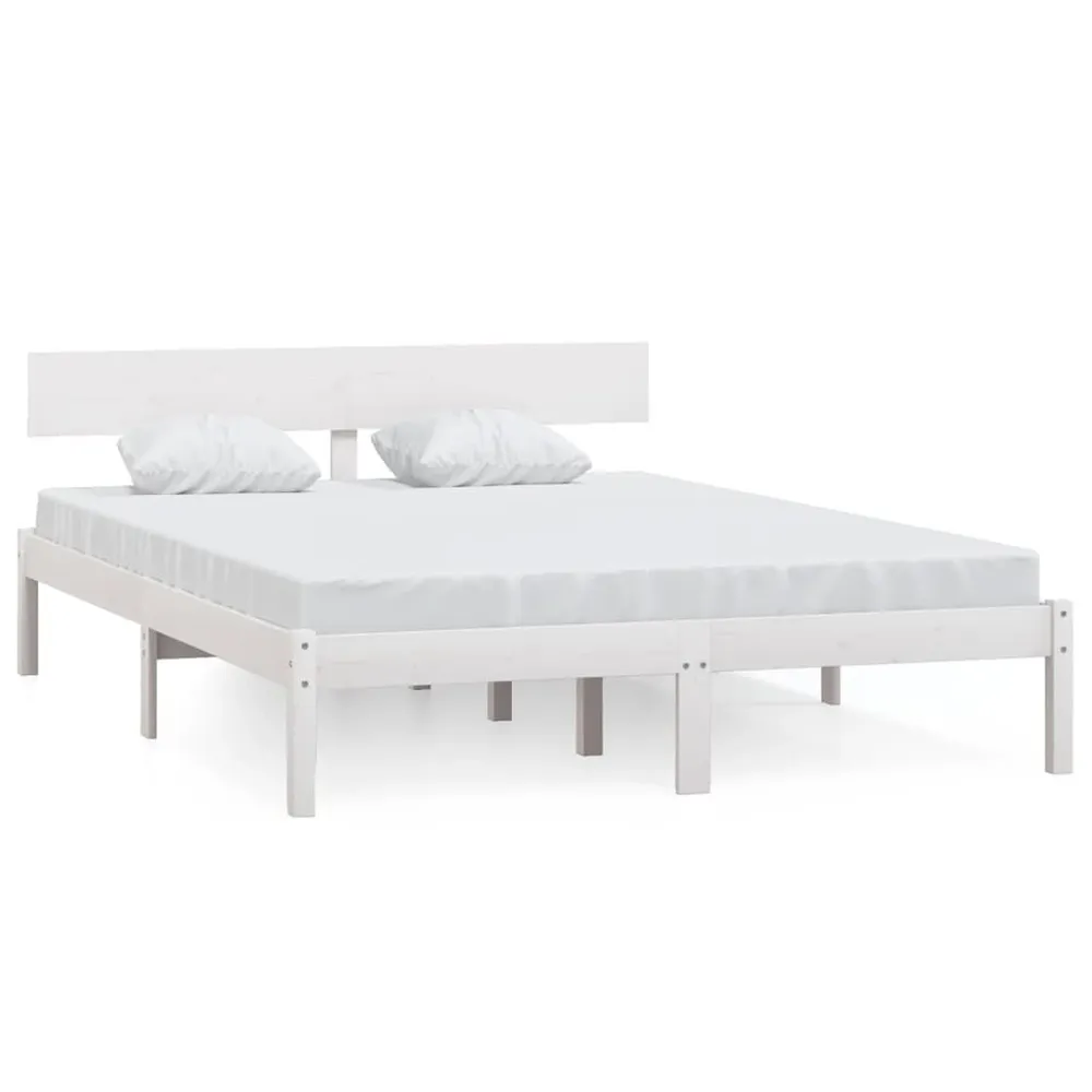 Estrutura de cama 160x200 cm pinho maciço branco