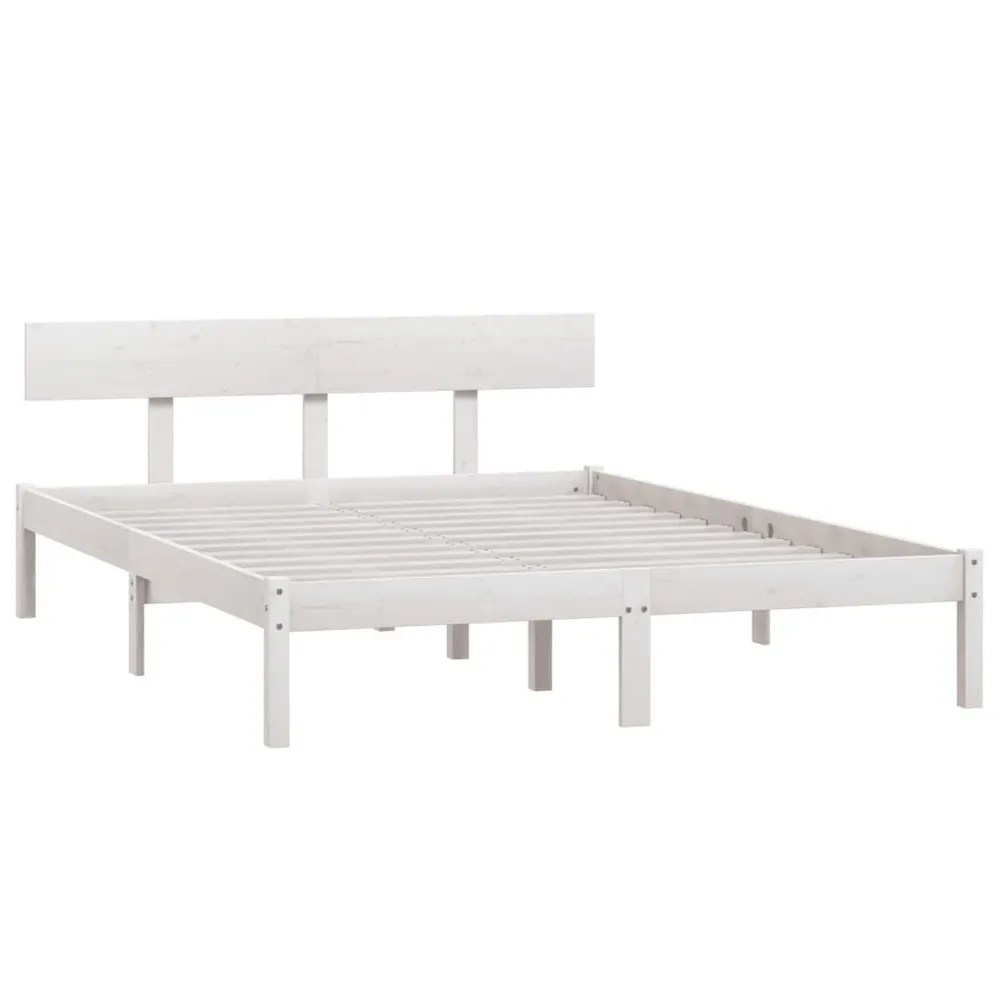 Estrutura de cama 160x200 cm pinho maciço branco