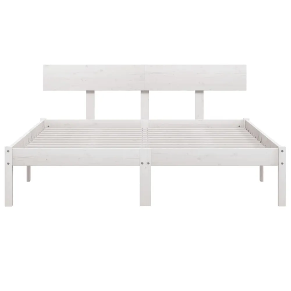 Estrutura de cama 160x200 cm pinho maciço branco