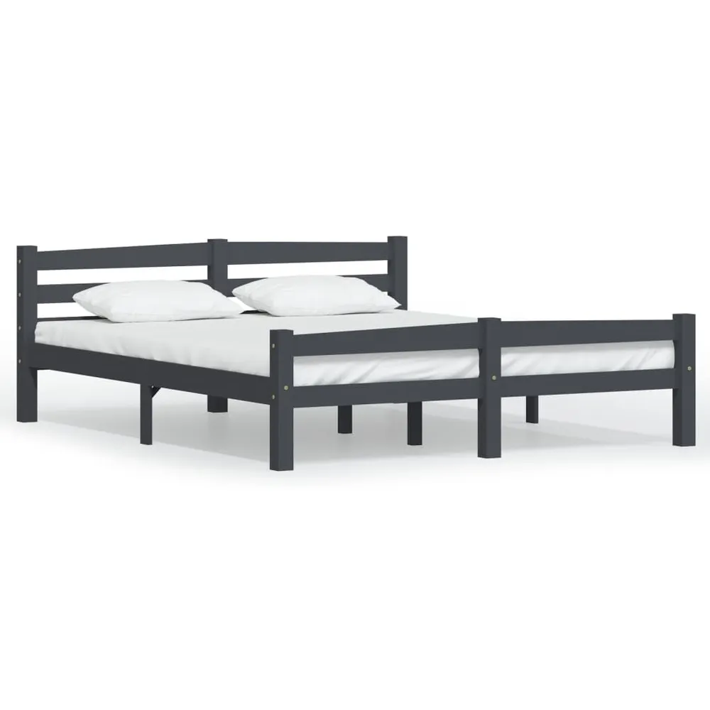 Estrutura de cama 160x200 cm pinho maciço cinzento-escuro