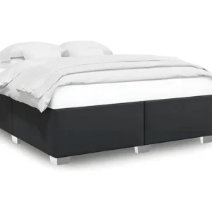 Estrutura de cama 180x200 cm couro artificial preto