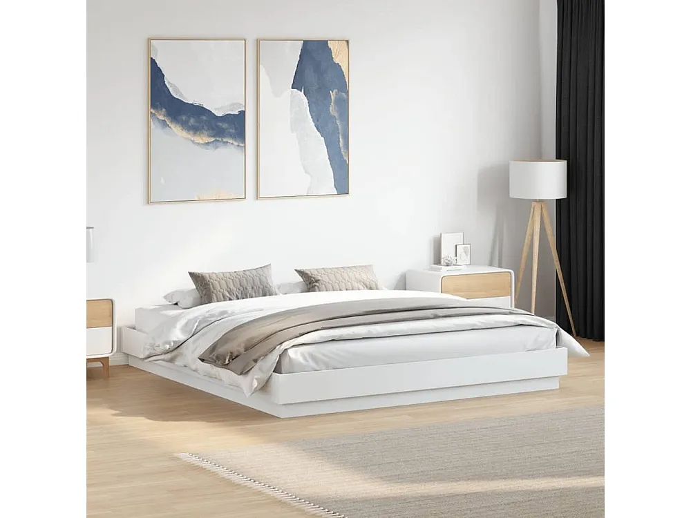 Estrutura de cama 180x200 cm derivados de madeira branco