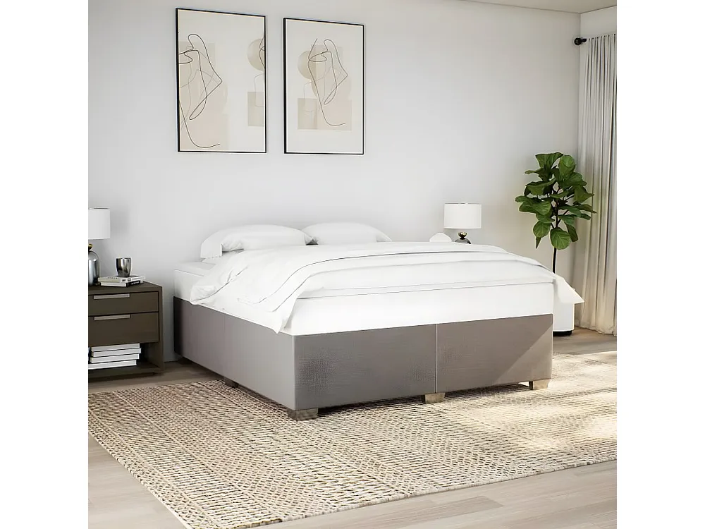 Estrutura de cama 180x200 cm tecido cinza-acastanhado