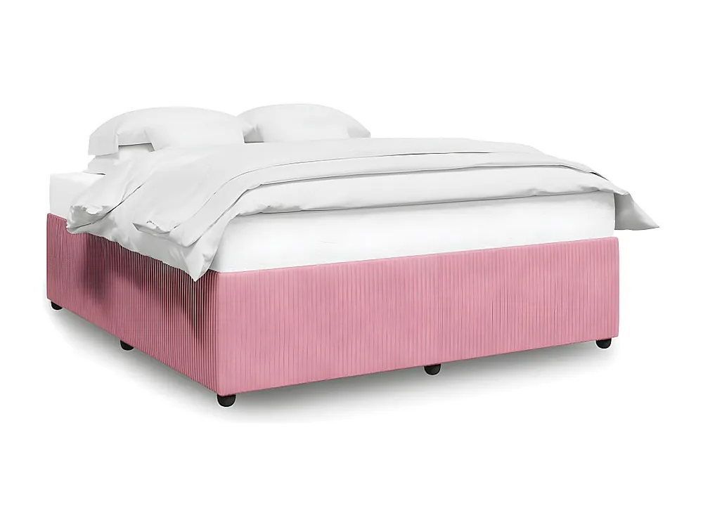 Estrutura de cama 180x200 cm veludo rosa