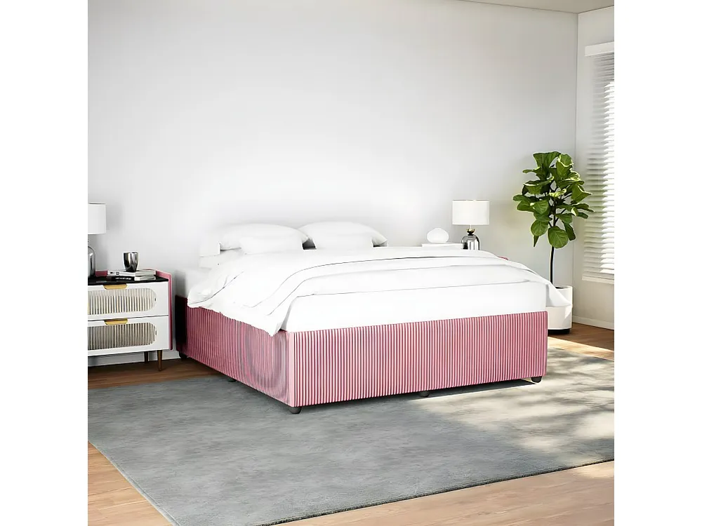Estrutura de cama 180x200 cm veludo rosa