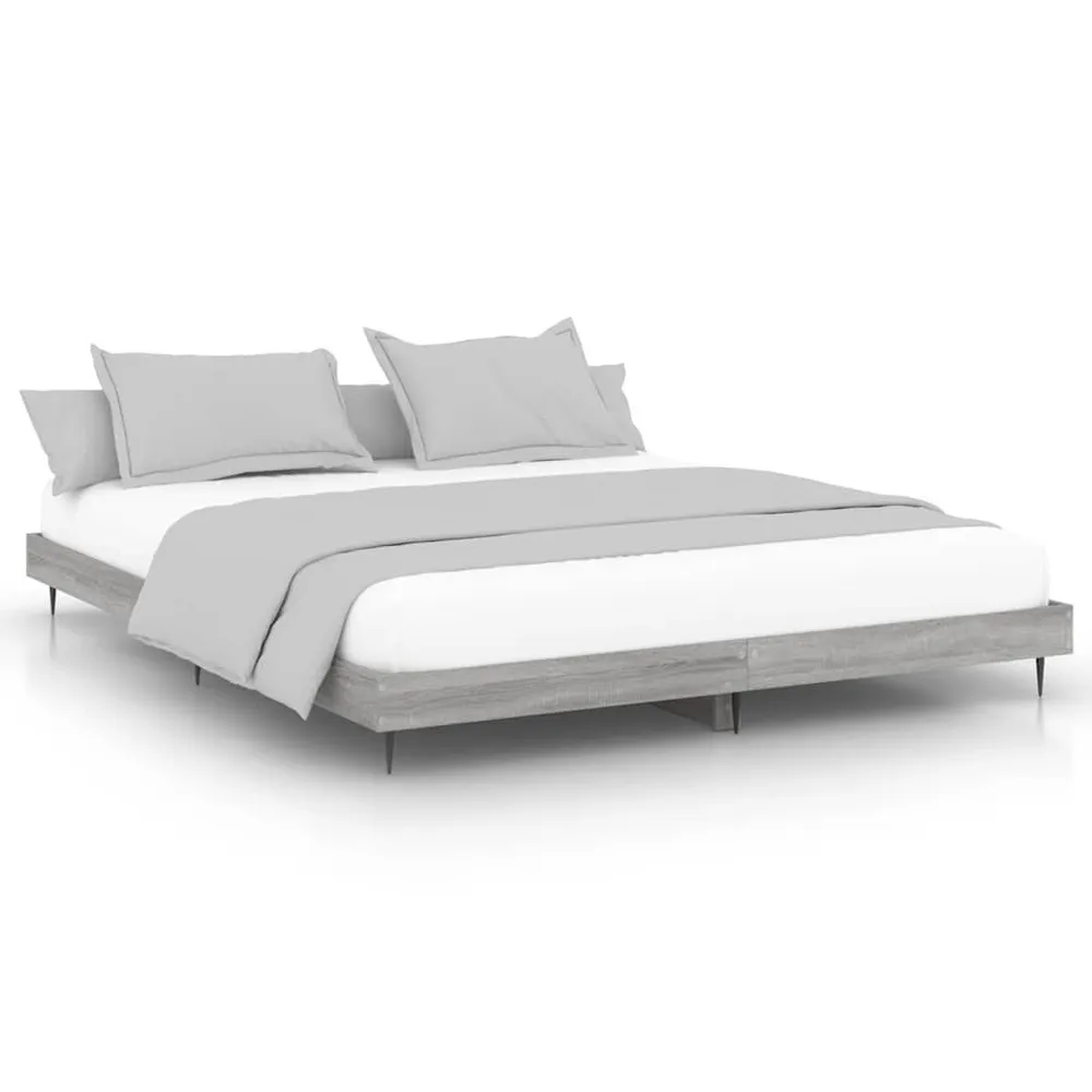 Estrutura de cama 200x200 cm derivados madeira cinzento sonoma