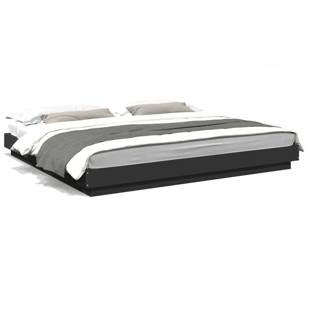 Estrutura de cama 200x200 cm derivados de madeira preto