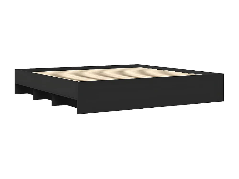 Estrutura de cama 200x200 cm derivados de madeira preto
