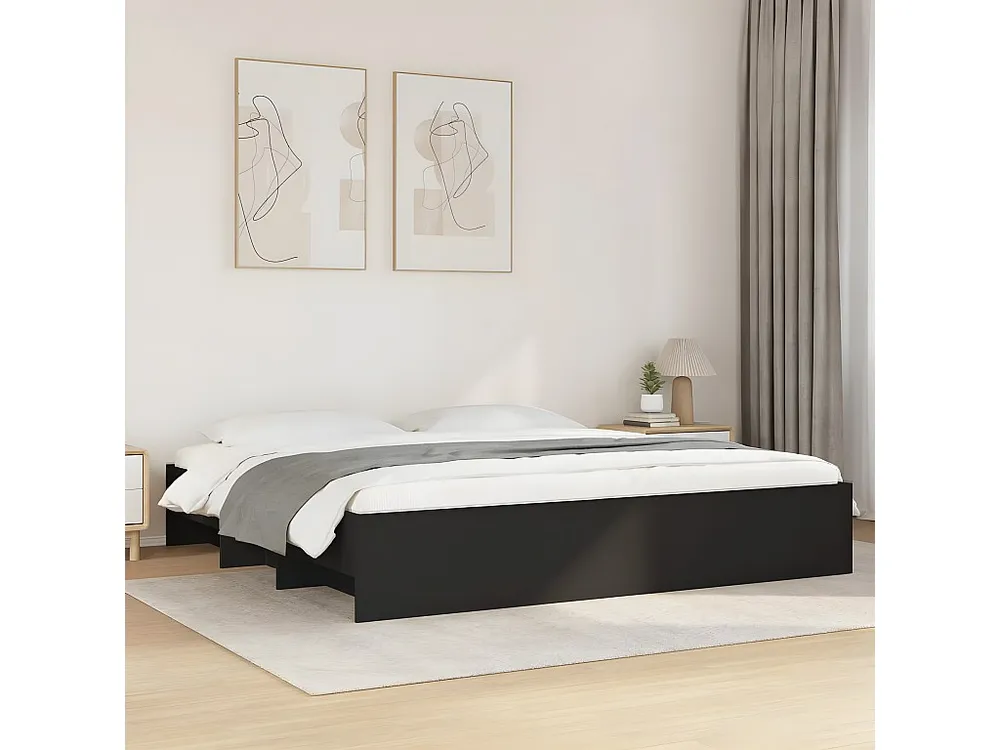 Estrutura de cama 200x200 cm derivados de madeira preto