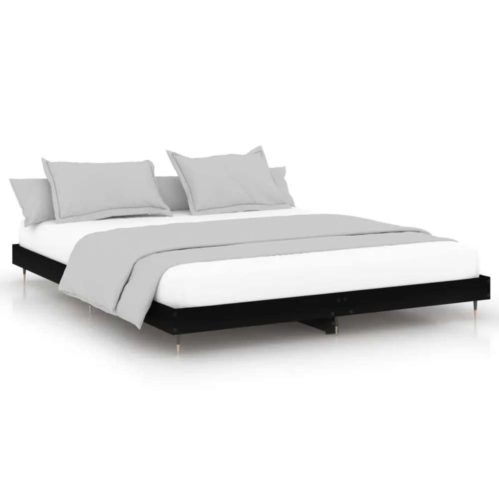 Estrutura de cama 200x200 cm derivados de madeira preto