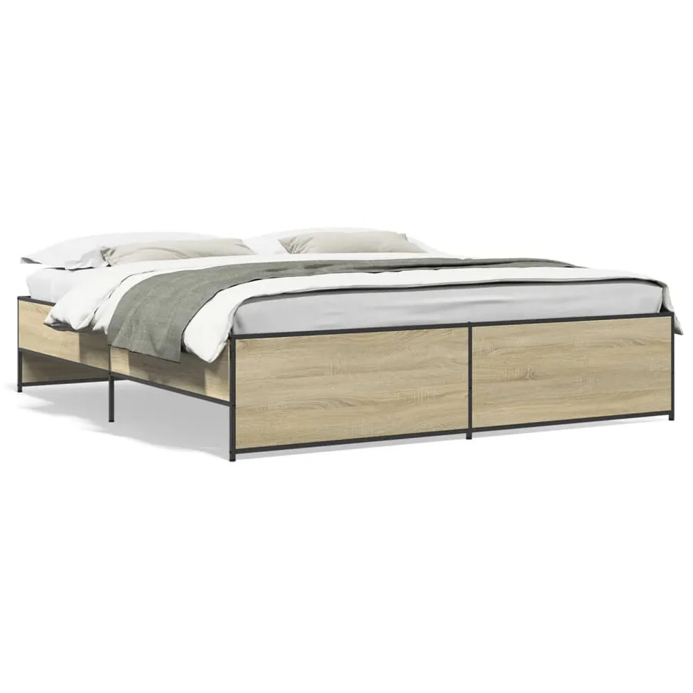 Estrutura de cama 200x200 cm derivados madeira/metal