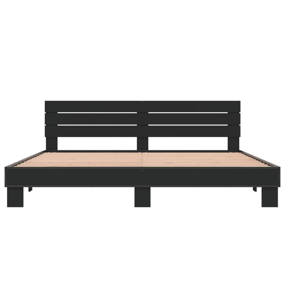 Estrutura de cama 200x200 cm derivados de madeira/metal preto