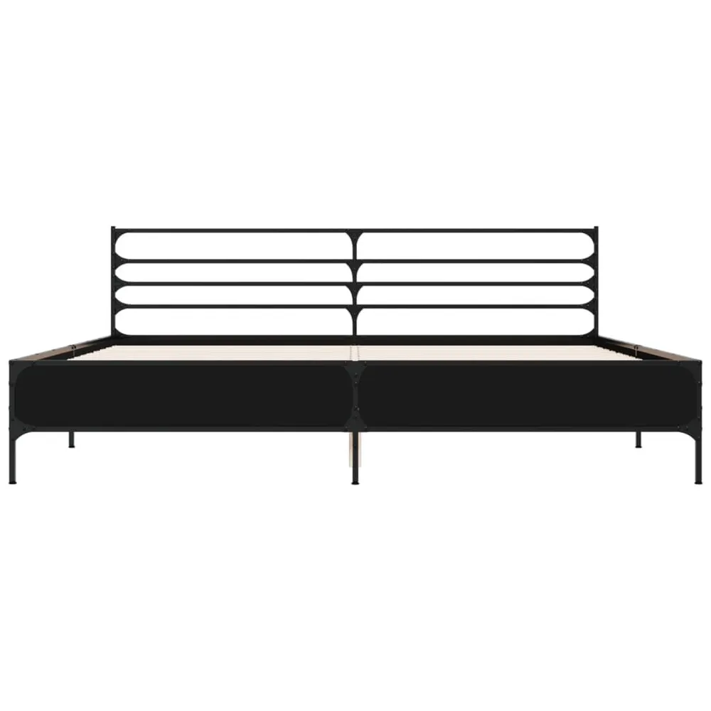 Estrutura de cama 200x200 cm derivados de madeira/metal preto